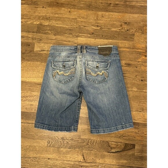 Industrial Cotton  Washed Denim Bermuda Jean Shorts Women's size 9 Stitch Pocket - Picture 4 of 5
